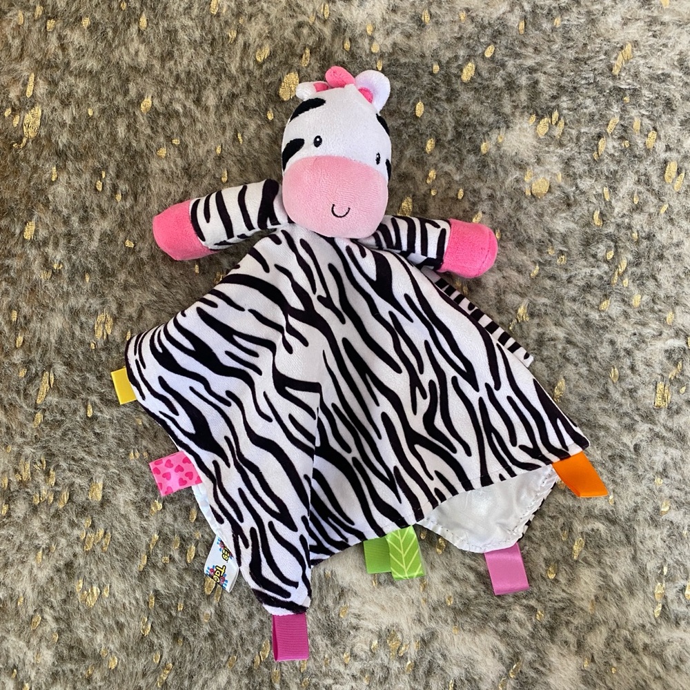 Taggies zebra lovey blanket snuggle buddy rattle